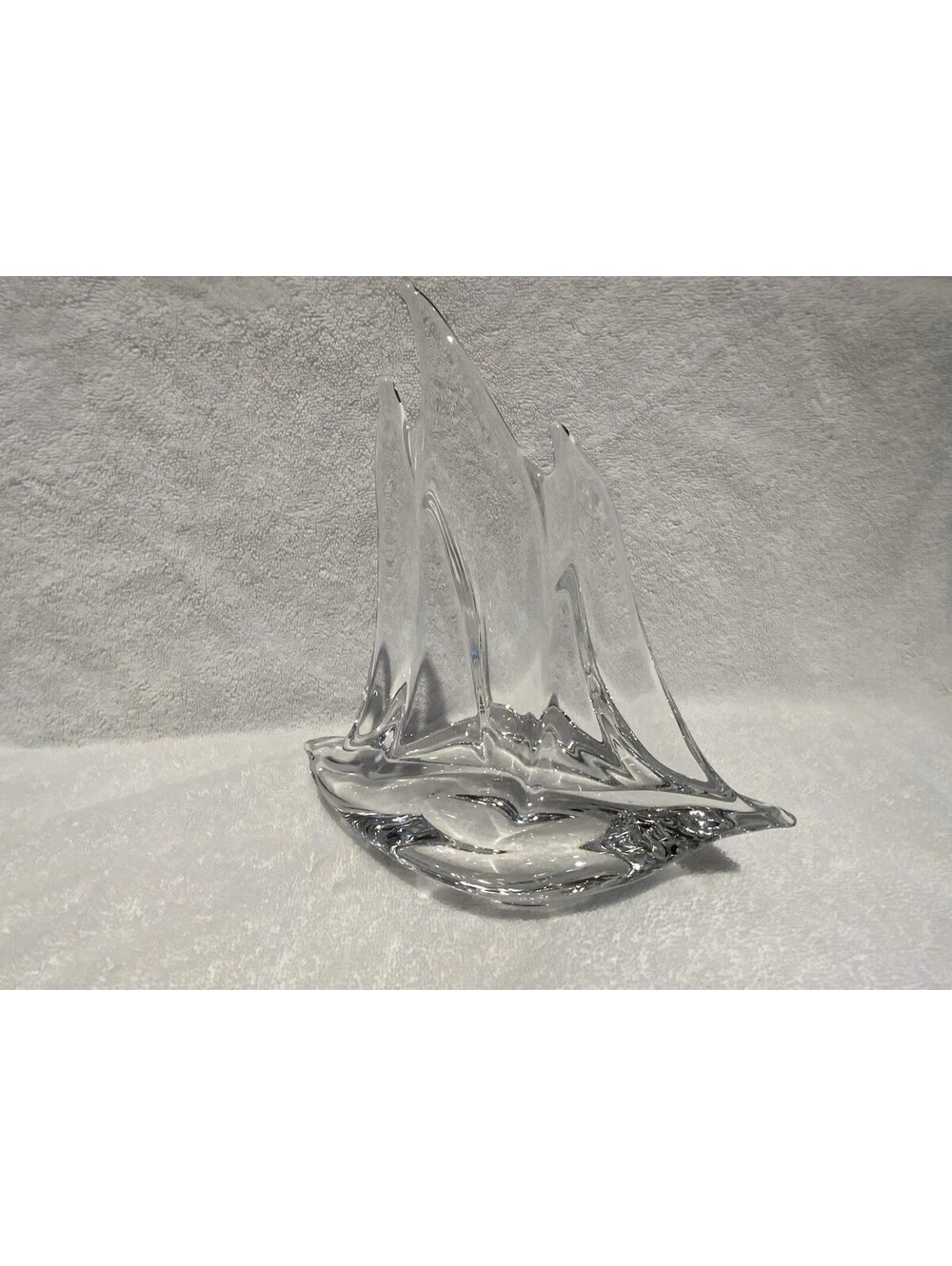 Daum France Signed Lead Cystal Large 9.5”H Sailboat Figurine